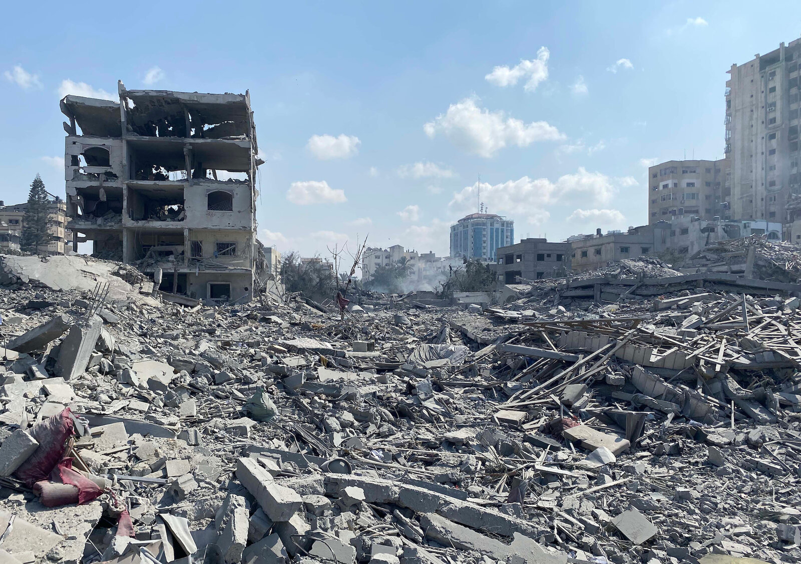Damaged buildings in Gaza City during October 2023