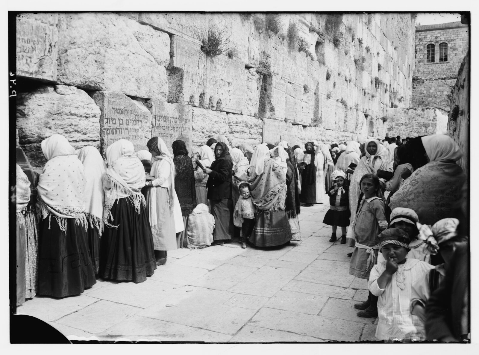 Archival photograph of people at Jerusalem’s Western Wall